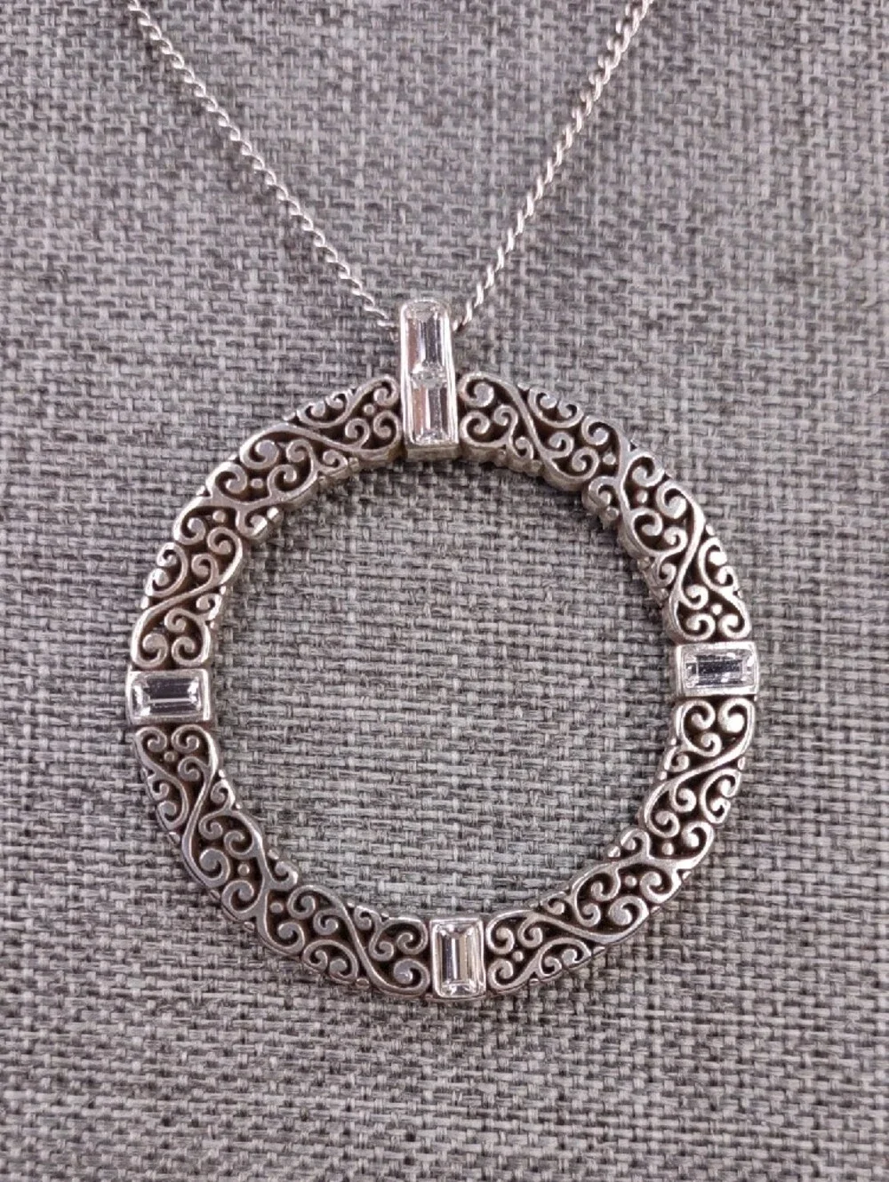Brighton Silver-Tone Double Layer Filigree Circle Necklace